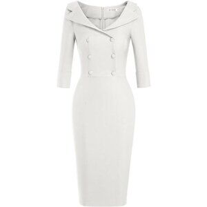 Women's Classic Vintage Sweetheart Tea Dress Off White